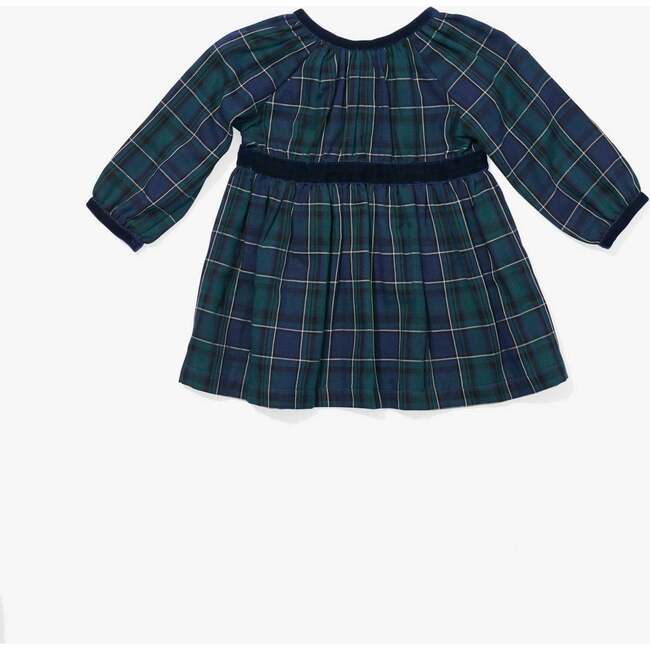 Elizabeth Plaid Long Sleeve Baby Dress, Green - Dresses - 2