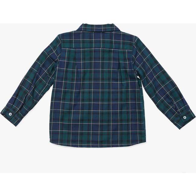 Jefferson Plaid Flat Extra Long Torso Shirt, Green - Button Downs - 2