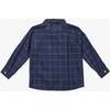 Jefferson Windowpane Flat Extra Long Torso Shirt, Navy - Button Downs - 2