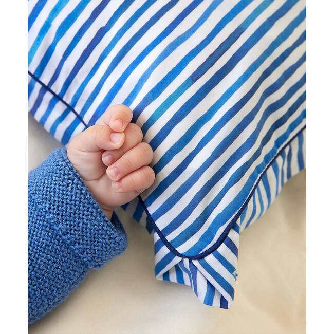 Stripe Crib Sheet & Pillow Case Bedding Bundle, Blue - Crib Sheets - 2