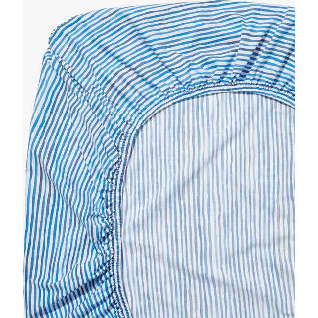 Stripe Crib Sheet & Pillow Case Bedding Bundle, Blue - Crib Sheets - 4