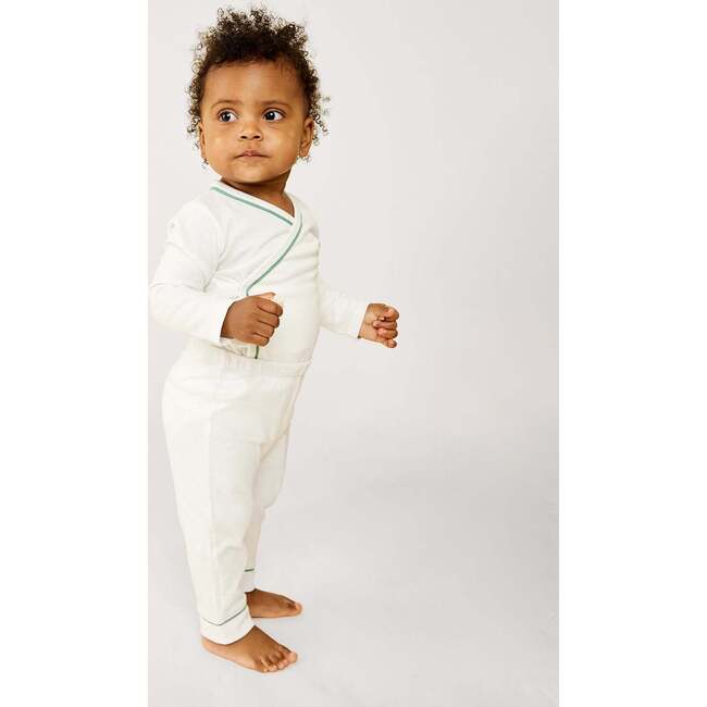 Organic Outfitting Piped Onesie, Pant & Beanie Bundle, Seafoam - Mixed Apparel Set - 2