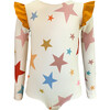 Wings Shine Bright Print Long Sleeve Swimsuit, White & Multicolors - One Pieces - 1 - thumbnail