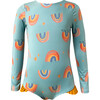 Loving Print Knot Long Sleeve Swimsuit, Green - One Pieces - 1 - thumbnail