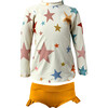 Sunset Shine Bright Print Long Sleeve Swimsuit, White & Multicolors - Two Pieces - 1 - thumbnail