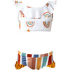 Ilana Loving Print Ruffled Neck Knot Bikini, White - Two Pieces - 1 - thumbnail