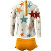 Sunset Shine Bright Print Long Sleeve Swimsuit, White & Multicolors - Two Pieces - 2