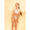 Ilana Loving Print Ruffled Neck Knot Bikini, White - Two Pieces - 2