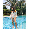 Wings Shine Bright Print Long Sleeve Swimsuit, White & Multicolors - One Pieces - 3