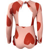 Alana Heart Print Long Sleeve One-Piece Swimsuit, Pink & Red - One Pieces - 3