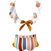 Ilana Loving Print Ruffled Neck Knot Bikini, White - Two Pieces - 3