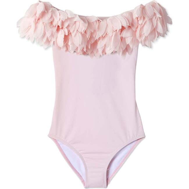 Wide Petal Neck Swimsuit, Pink