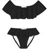 Wide Neck Ruffle Bikini, Black - Two Pieces - 1 - thumbnail