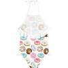 Halter Tie Neck Ruffle Print Swimsuit, Donut - One Pieces - 1 - thumbnail