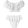 Wide Petal Neck Ruffle Bikini, White - Two Pieces - 1 - thumbnail