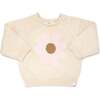 Pink Daisy Crew Neck Sweater, Natural - Sweaters - 1 - thumbnail