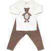 Ragdoll Bear Long Sleeve Cream Tee Mixed Two Piece Set, Mushroom - Mixed Apparel Set - 1 - thumbnail