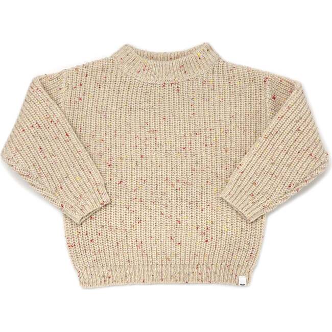Grandpa Knitted Pullover, Cream and Pink Confetti