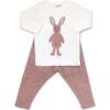 Ragdoll Bunny Long Sleeve Cream Tee Mixed Two Piece Set, Blush Heather - Mixed Apparel Set - 1 - thumbnail