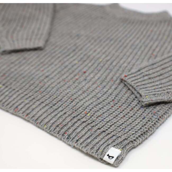 Grandpa Knitted Pullover, Charcoal Confetti - Sweaters - 2