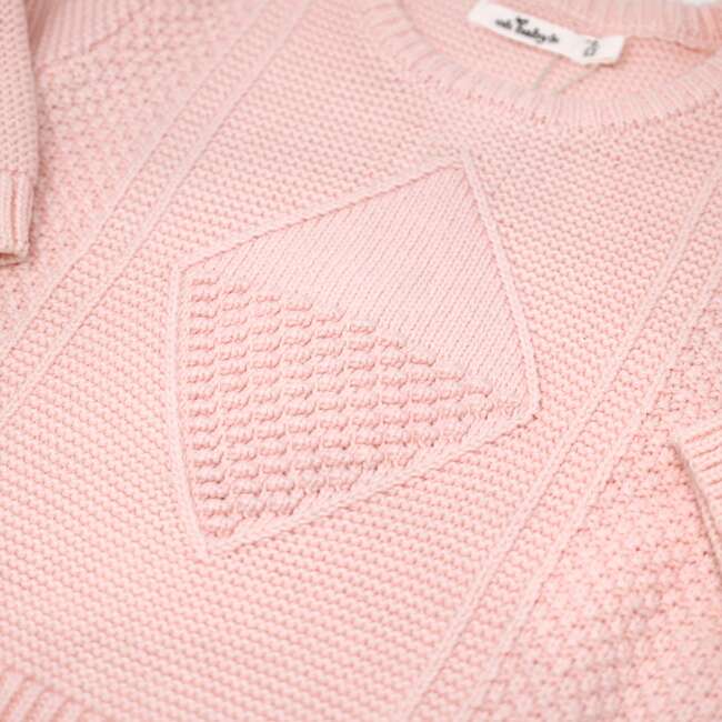 Knitted Basket Sweater, Vintage Pink - Sweaters - 3