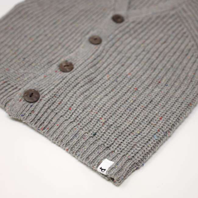 Grandpa Knitted Cardigan, Charcoal Confetti - Cardigans - 3