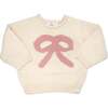 Blush Bow Crew Neck Sweater, Natural - Sweaters - 1 - thumbnail