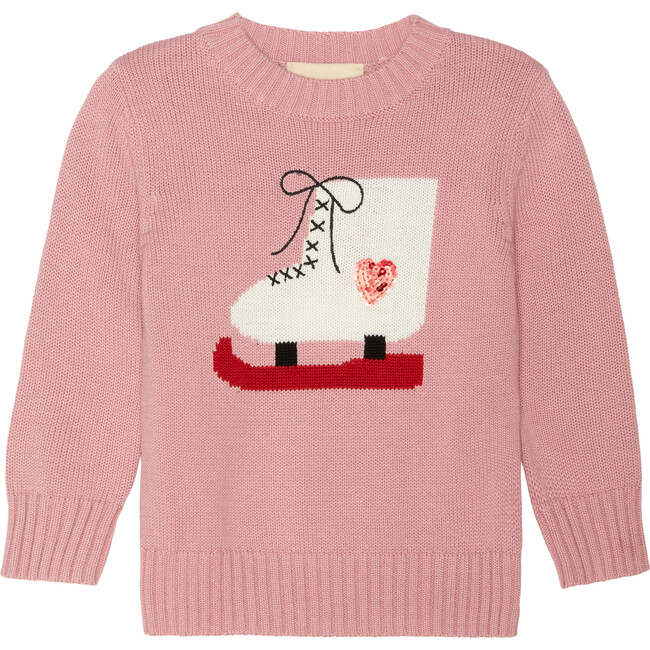 Knit Sequin Ice Skate Sweater, Pink