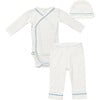 Organic Outfitting Piped Onesie, Pant & Beanie Bundle, Blue - Mixed Apparel Set - 1 - thumbnail