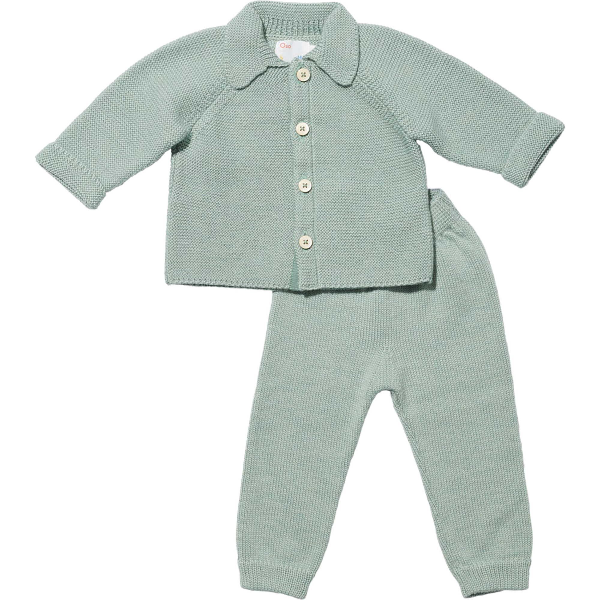 Knit Sweater Shirt & Pant Set Bundle, Seafoam - Sweaters - 1