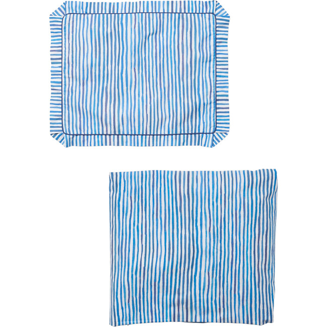 Stripe Crib Sheet & Pillow Case Bedding Bundle, Blue