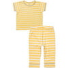 Striped Short Sleeve Tee & Pant Play Bundle, Yellow - Mixed Apparel Set - 1 - thumbnail