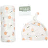 Hello World Hat & Swaddle Set, Peaches - Swaddles - 1 - thumbnail