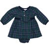 Elizabeth Plaid Long Sleeve Baby Dress, Green - Dresses - 1 - thumbnail