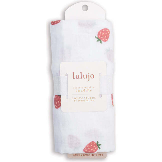 Muslin Swaddle Blanket, Strawberry - Swaddles - 4