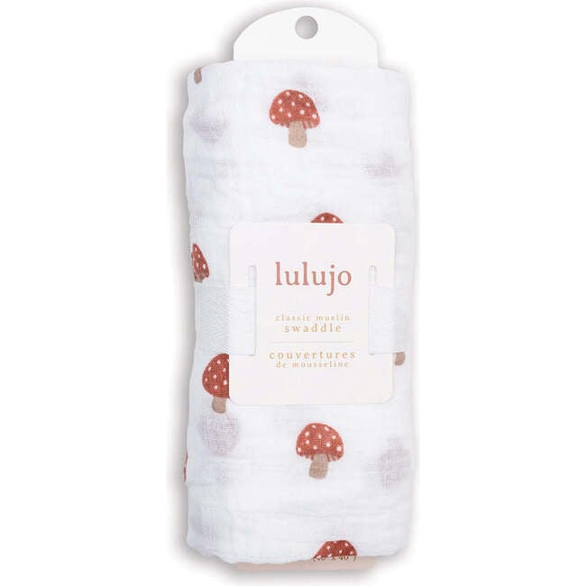 Muslin Swaddle Blanket, Mushroom - Swaddles - 4