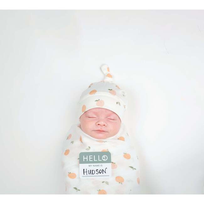 Hello World Hat & Swaddle Set, Peaches - Swaddles - 6