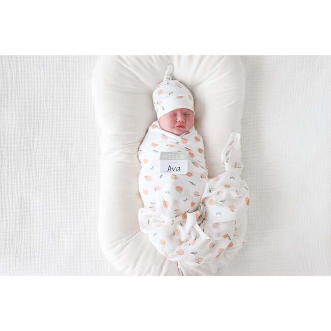 Hello World Hat & Swaddle Set, Peaches - Swaddles - 7