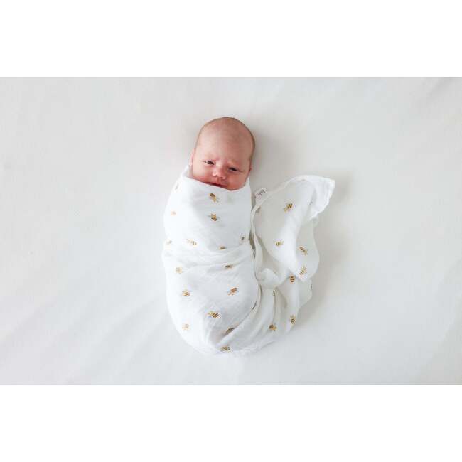 Muslin Swaddle Blanket, Bees - Swaddles - 7