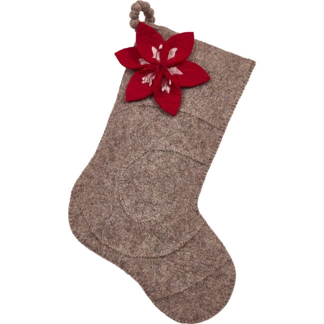 Wool Amaryllis Stocking, Red/Grey - Stockings - 2