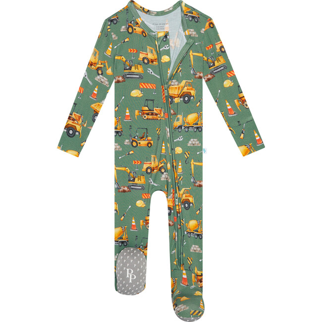 Crawford Footie Zippered One Piece, Green - Footie Pajamas - 2