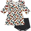 Larisa 3/4 Sleeve Flutter Dress & Bloomer Set, Beige - Mixed Apparel Set - 4