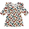 Larisa 3/4 Sleeve Flutter Dress & Bloomer Set, Beige - Mixed Apparel Set - 5