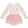 Clemence Long Sleeve Tulle Skirt Bodysuit, Beige - Dresses - 1 - thumbnail
