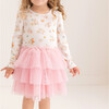 Clemence Long Sleeve Tulle Dress, Beige - Dresses - 2