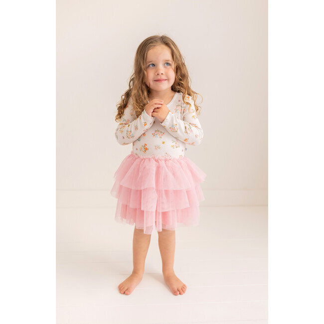 Clemence Long Sleeve Tulle Dress, Beige - Dresses - 3
