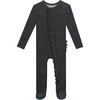 Aggie Footie Ruffled Zippered One Piece, Black - Footie Pajamas - 1 - thumbnail