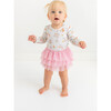 Clemence Long Sleeve Tulle Skirt Bodysuit, Beige - Dresses - 3