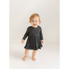 Aggie Long Sleeve Ruffled Bodysuit Dress, Black - Dresses - 2