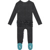 Aggie Footie Ruffled Zippered One Piece, Black - Footie Pajamas - 2
